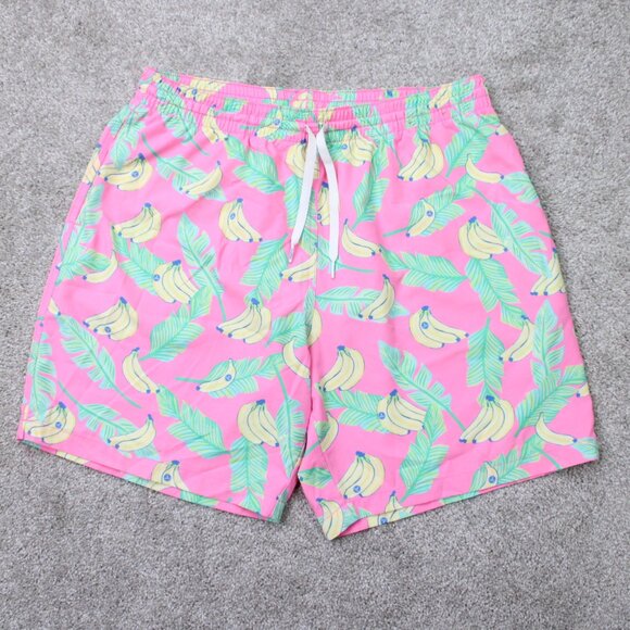 Chubbies Swim Trunks Mens XL Pink  w/ Bananas Mesh Lined Stretch w/ 7" inseam - Picture 1 of 11